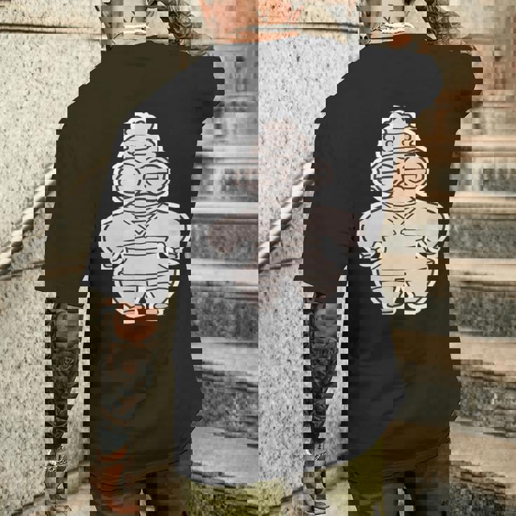 土偶 どぐう【ゆるフレンズ】遮光器土偶 歴史土器 イラスト メンズTシャツ バックプリント 彼への贈り物