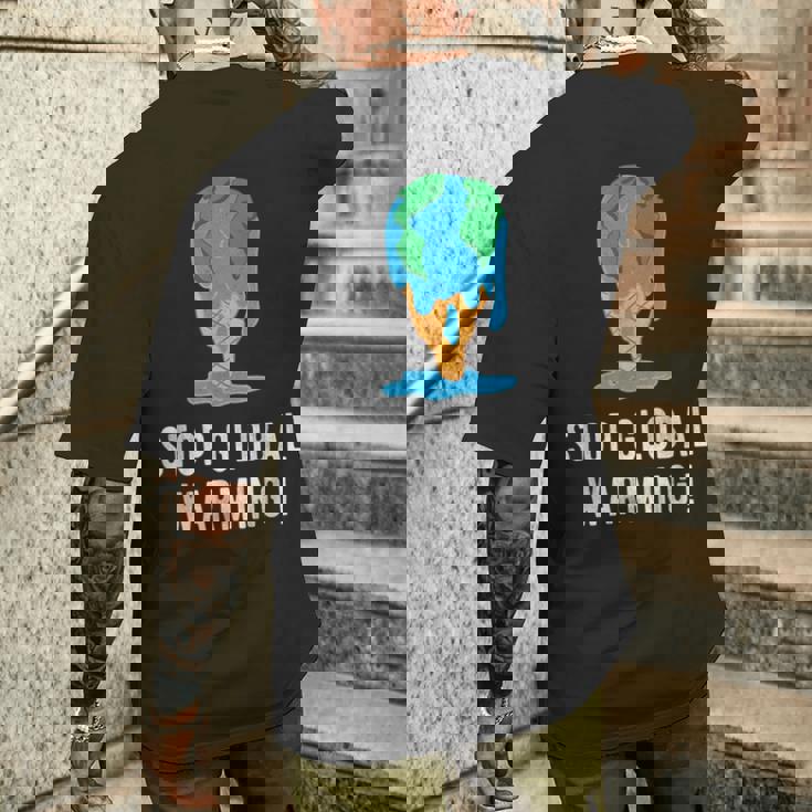 地球温暖化を止める アースデイ 地球 気候保護 地球温暖化 メンズTシャツ バックプリント 彼への贈り物