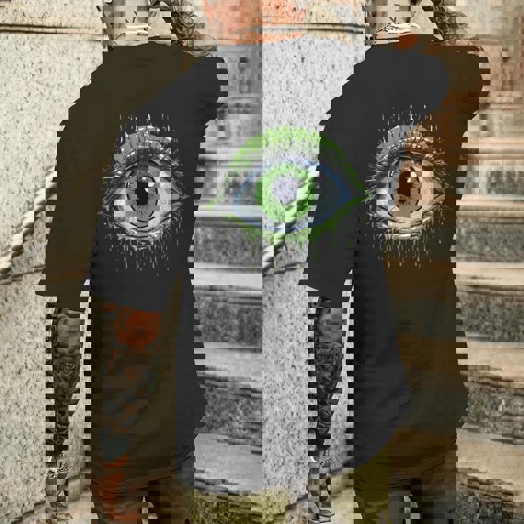 大きな緑の目玉 メンズTシャツ バックプリント 彼への贈り物