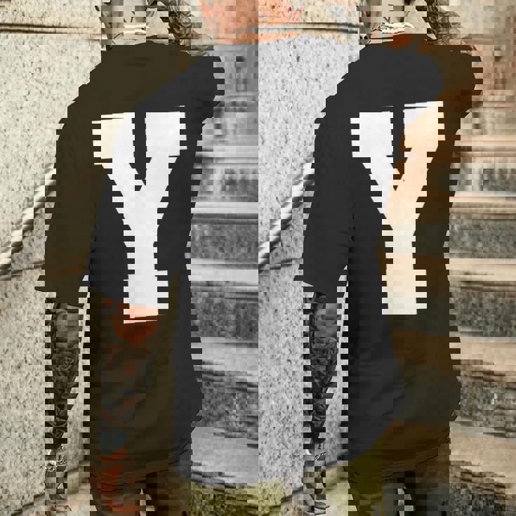 大文字 Y アルファベット モノグラム イニシャル メンズTシャツ バックプリント 彼への贈り物