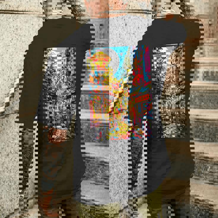 大阪シティポップ ステンドグラス 和美 メンズTシャツ バックプリント 彼への贈り物