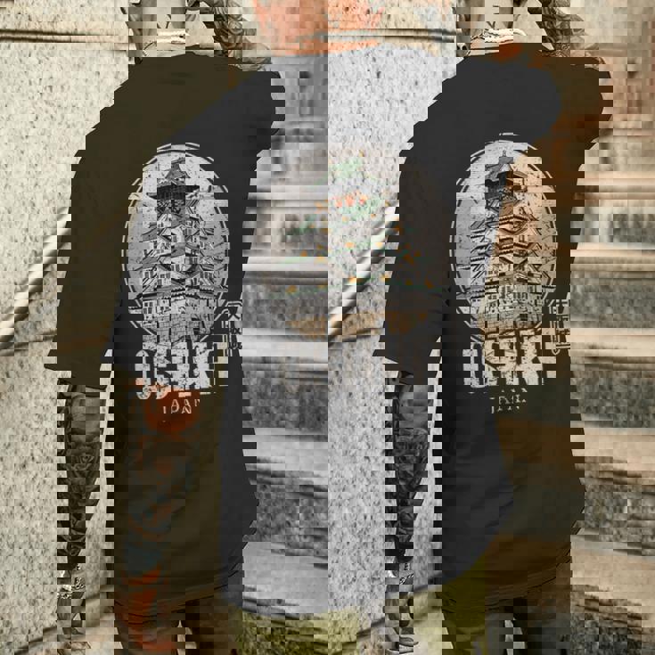 大阪城 日本 お土産 日本の漢字 メンズTシャツ バックプリント 彼への贈り物