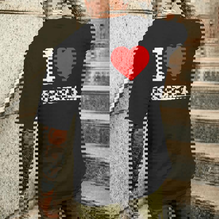 大阪大好き I Love Osaka メンズTシャツ バックプリント 彼への贈り物