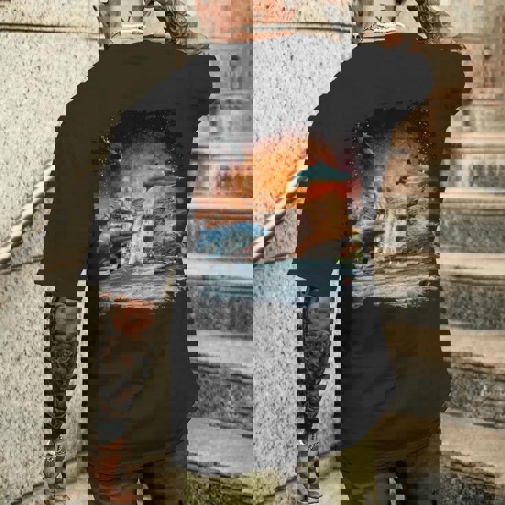 天体金星イルカ、宇宙惑星銀河ドルフィンズ メンズTシャツ バックプリント 彼への贈り物