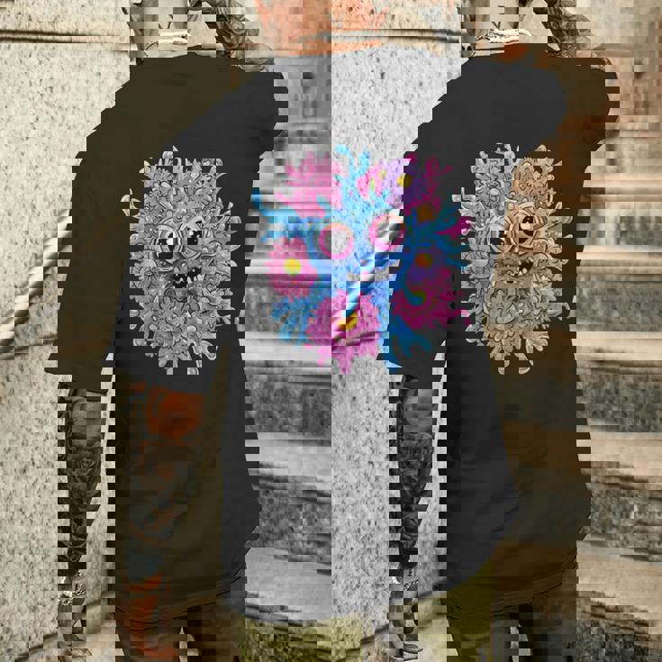 奇抜なハッピーモンスター 大きな瞳 メンズTシャツ バックプリント 彼への贈り物