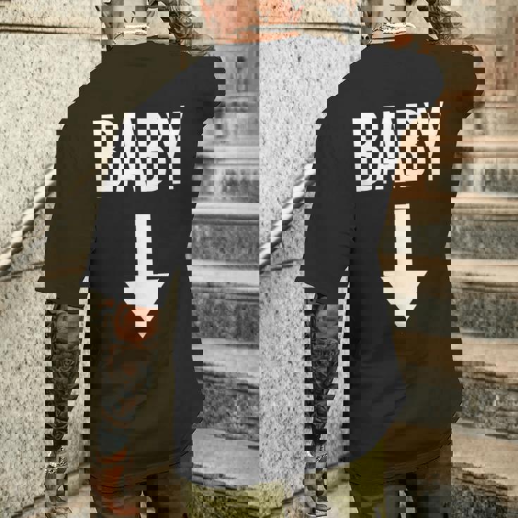 妊娠発表サプライズママとパパシャツ メンズTシャツ バックプリント 彼への贈り物