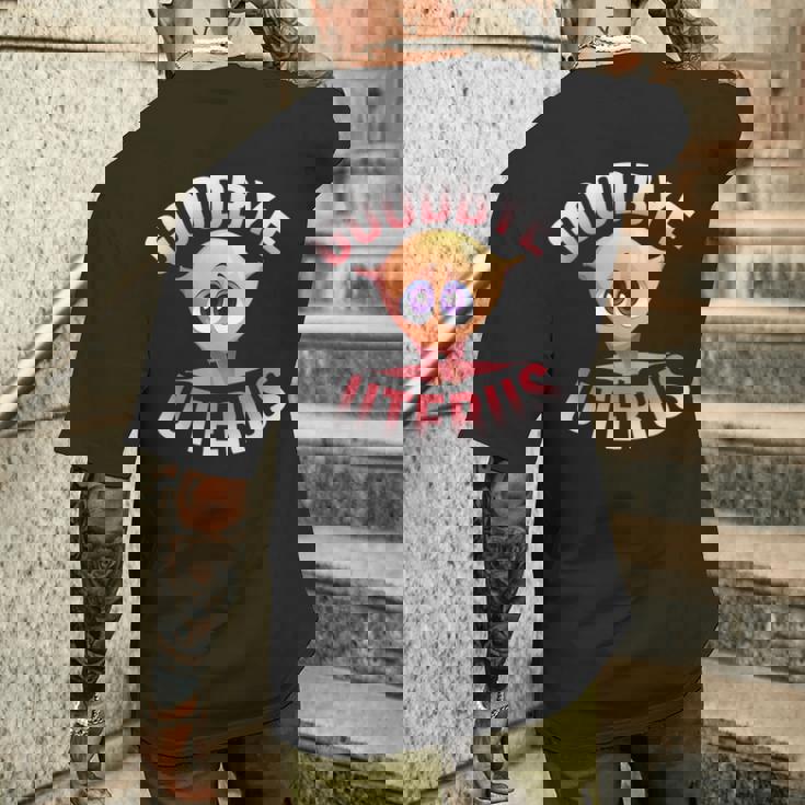 子宮摘出術 子宮摘出花 メンズTシャツ バックプリント 彼への贈り物