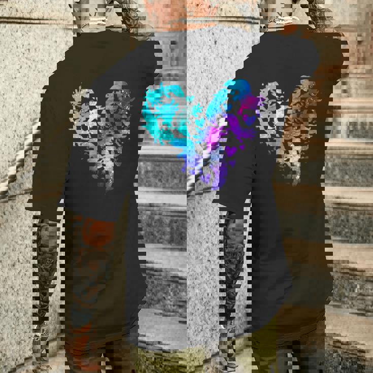 宇宙 ウーパールートル かわいいウーパールーパー ハート 水彩 ウーパールーパー メンズTシャツ バックプリント 彼への贈り物