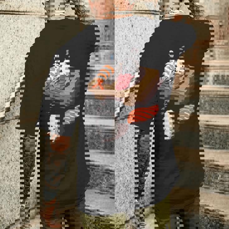 寝ぼける 寿司 すし えび サーモン まぐろ メンズTシャツ バックプリント 彼への贈り物