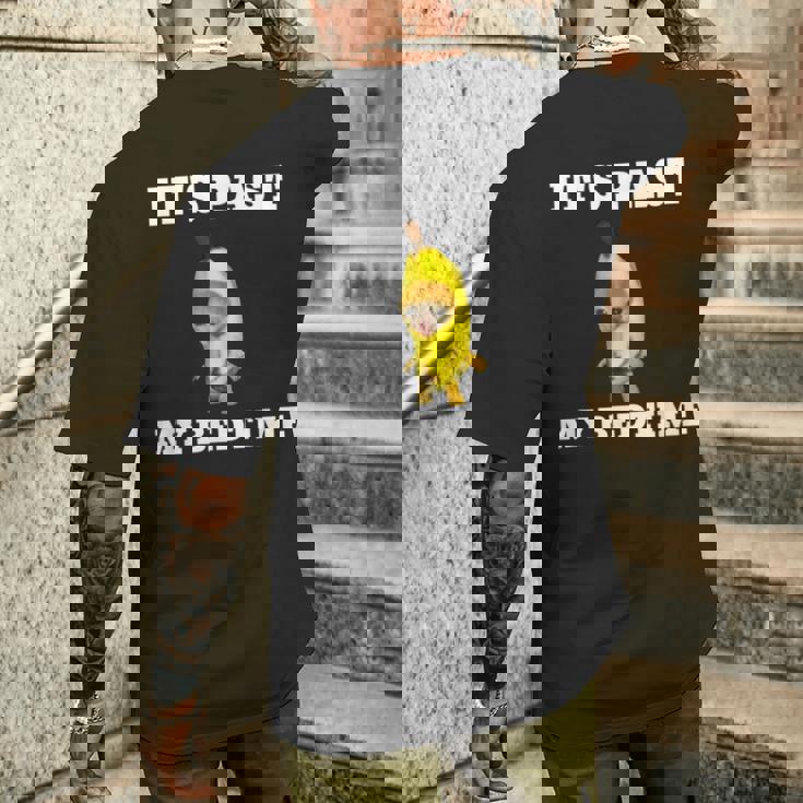 寝る時間が過ぎた面白い猫のミーム メンズTシャツ バックプリント 彼への贈り物