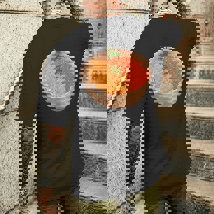 寿司ユニ いくらどんぶり 丼 和食 メンズTシャツ バックプリント 彼への贈り物