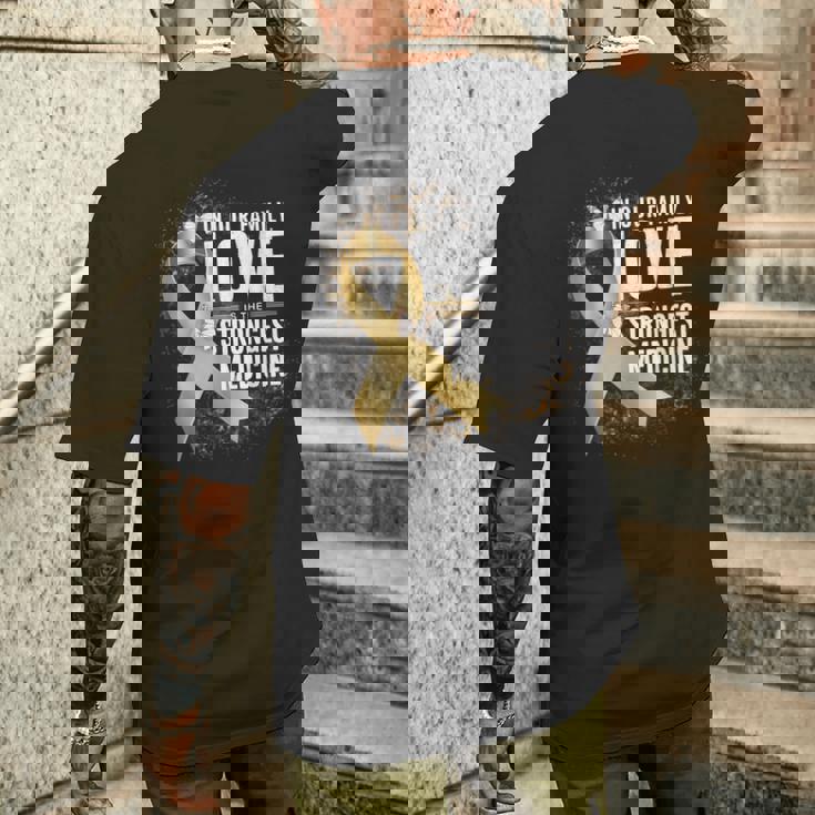 小児がん啓発 最強の薬 ゴールドリボン メンズTシャツ バックプリント 彼への贈り物