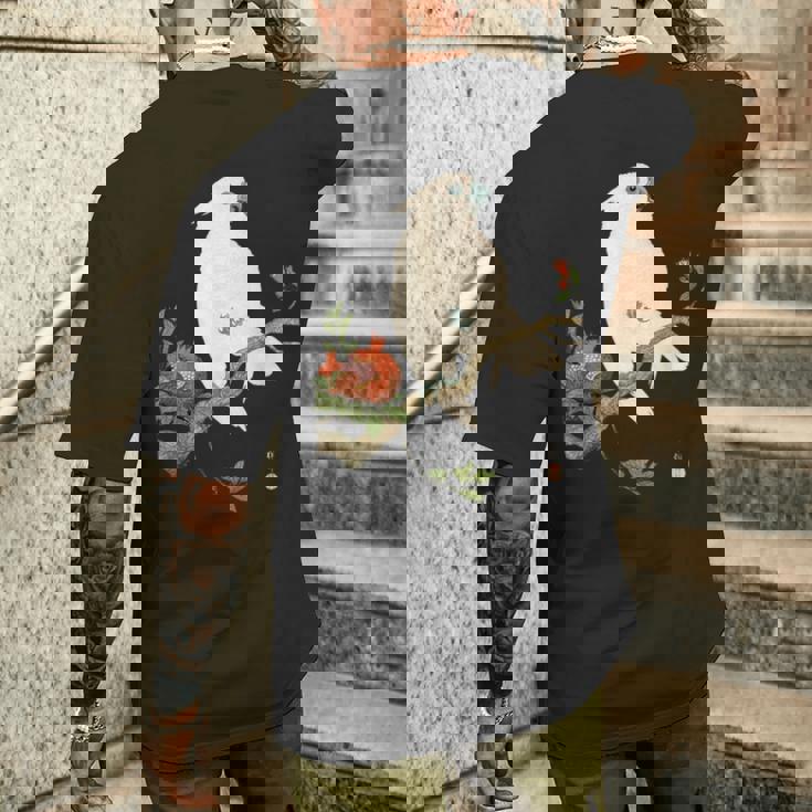 小原 古邨1877年－1945年 、【オウムにザクロ】、日本文化 日本画 メンズTシャツ バックプリント 彼への贈り物