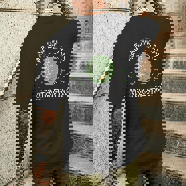 平和 愛と自然療法 ウェルネスとナチュラルヒーリング メンズTシャツ バックプリント 彼への贈り物