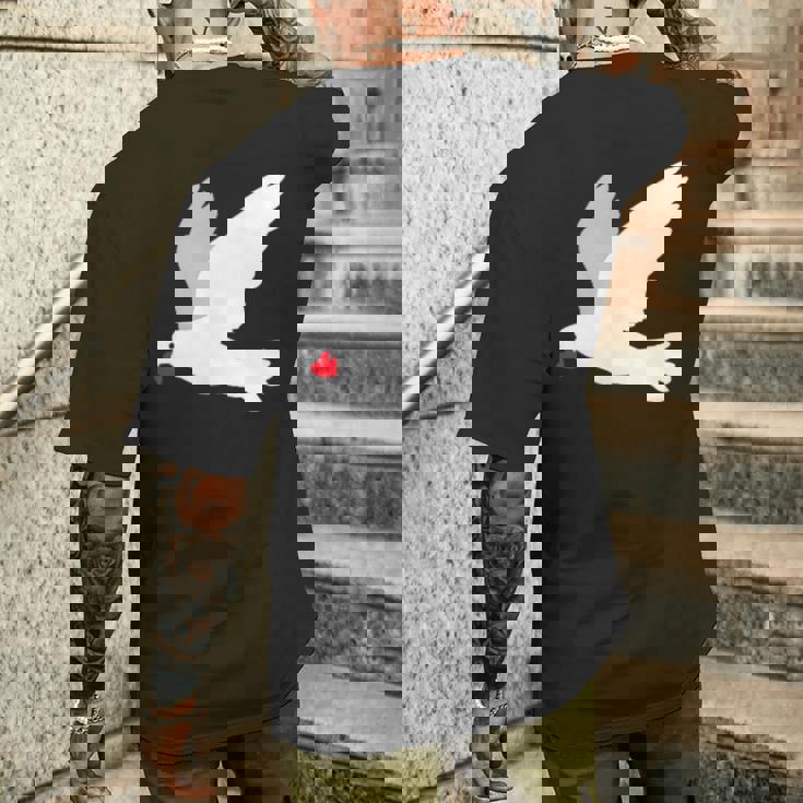平和への愛を込めた白い鳩 メンズTシャツ バックプリント 彼への贈り物