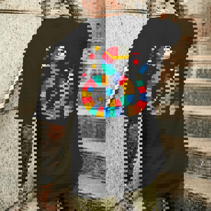 幾何学的 ミニマリズム イラスト ガーター 蛇 爬虫類 メンズTシャツ バックプリント 彼への贈り物