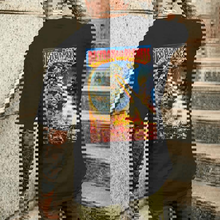 怪獣全惑星怪獣を破壊 メンズTシャツ バックプリント 彼への贈り物