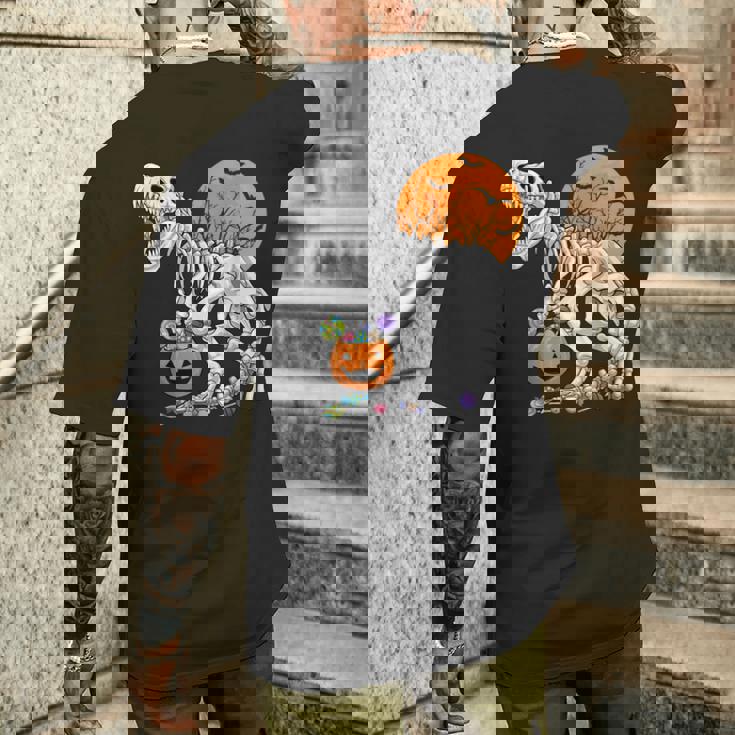 恐竜 T-Rex スケルトン 古代 科医 恐竜 怖い ハロウィン メンズTシャツ バックプリント 彼への贈り物