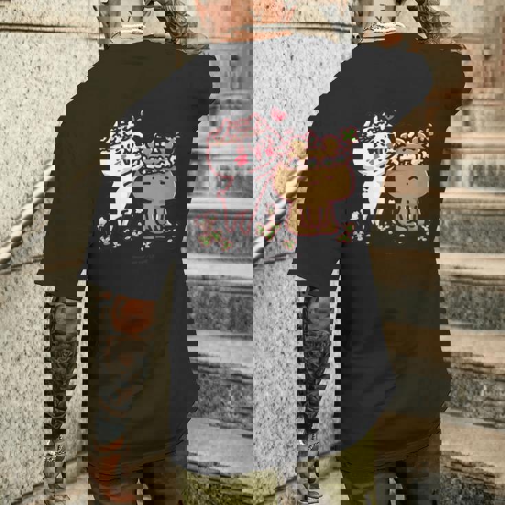 愛しすぎて大好きすぎる。 お花の冠 メンズTシャツ バックプリント 彼への贈り物