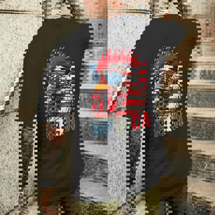 愛国心が強いチキンメリカ アメリカ国旗 鶏好き 7月4日 メンズTシャツ バックプリント 彼への贈り物