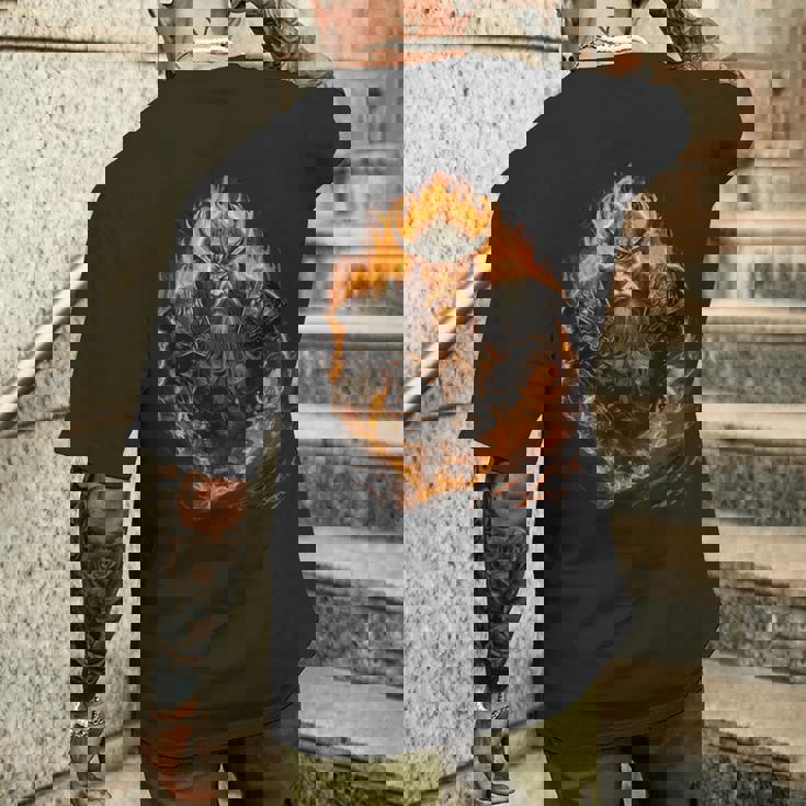 戦いの最中の獰猛なヴァイキング戦士 メンズTシャツ バックプリント 彼への贈り物