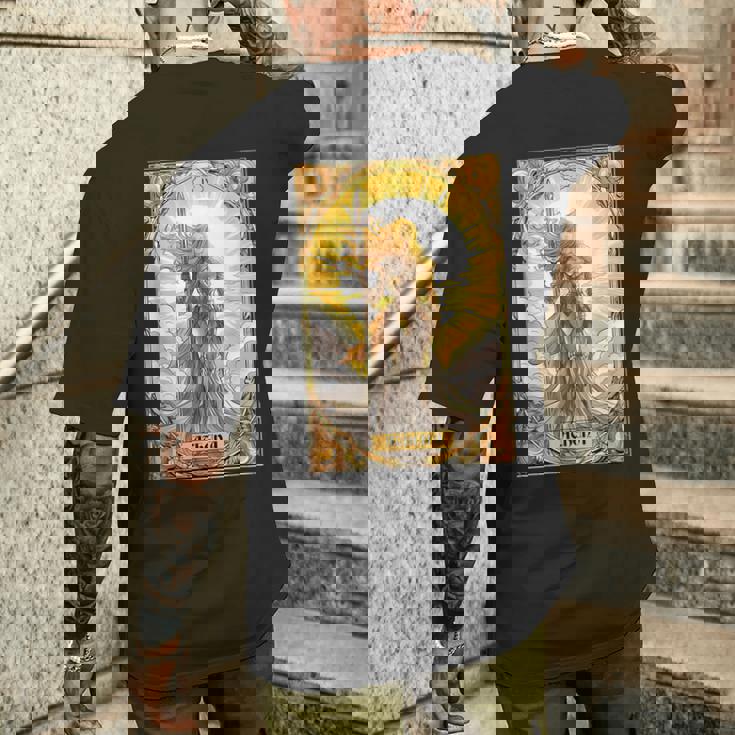 戦士の女神アテナ ギリシャ神話 タロットカード メンズTシャツ バックプリント 彼への贈り物