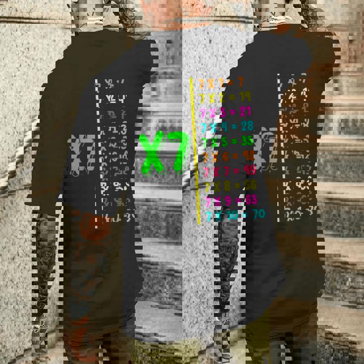 掛け算表7 小学生 算数の日 キッズ 男の子 メンズTシャツ バックプリント 彼への贈り物