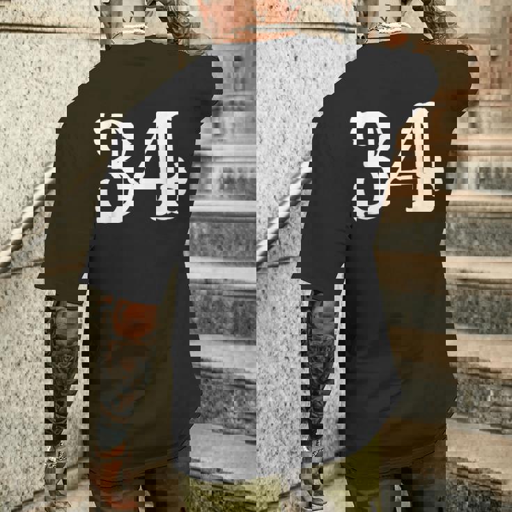 数字 34インチ ホワイト 大 太字 アメリカンウエストスタイル フォント メンズTシャツ バックプリント 彼への贈り物