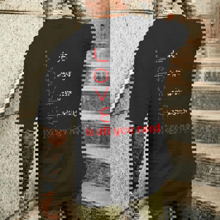 数学 Love Is All You Need グラフ数学教師 メンズTシャツ バックプリント 彼への贈り物