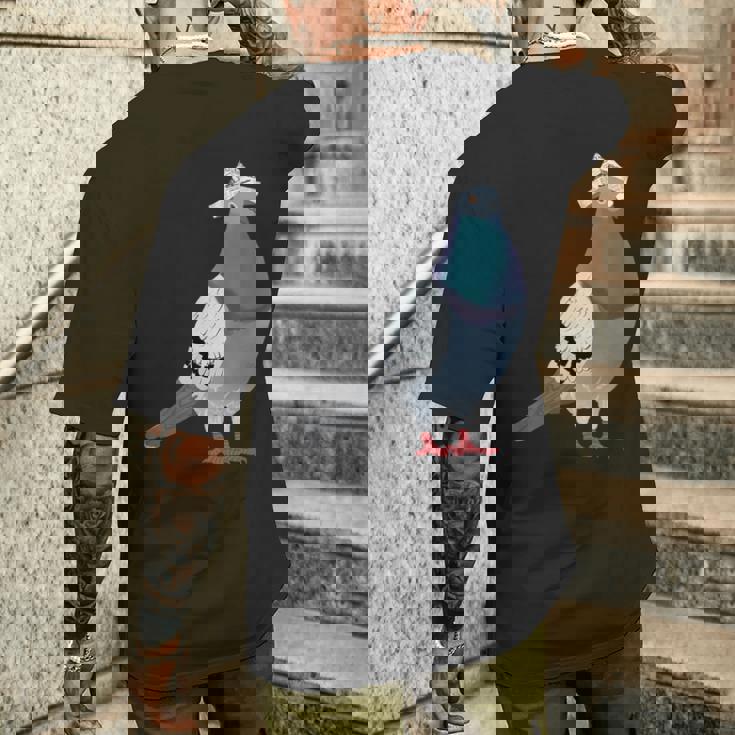 新聞帽子をかぶった鳩 メンズTシャツ バックプリント 彼への贈り物