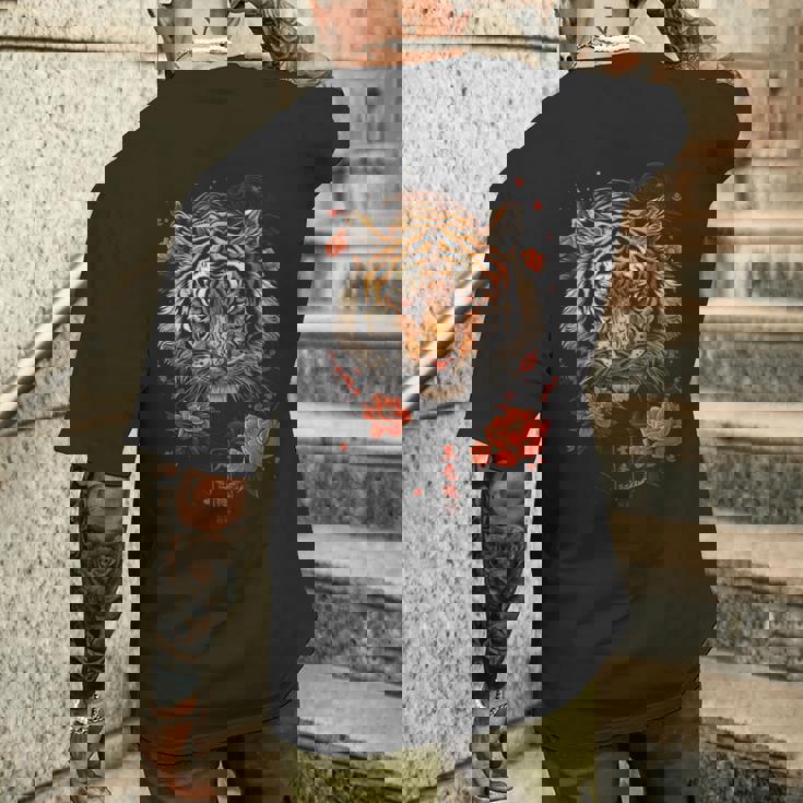 日本のタイガーフェイス 面白いグラフィックtシャツ メンズTシャツ バックプリント 彼への贈り物