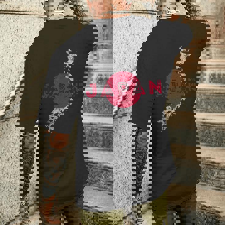 日本の地図と旗 日本のお土産 メンズTシャツ バックプリント 彼への贈り物