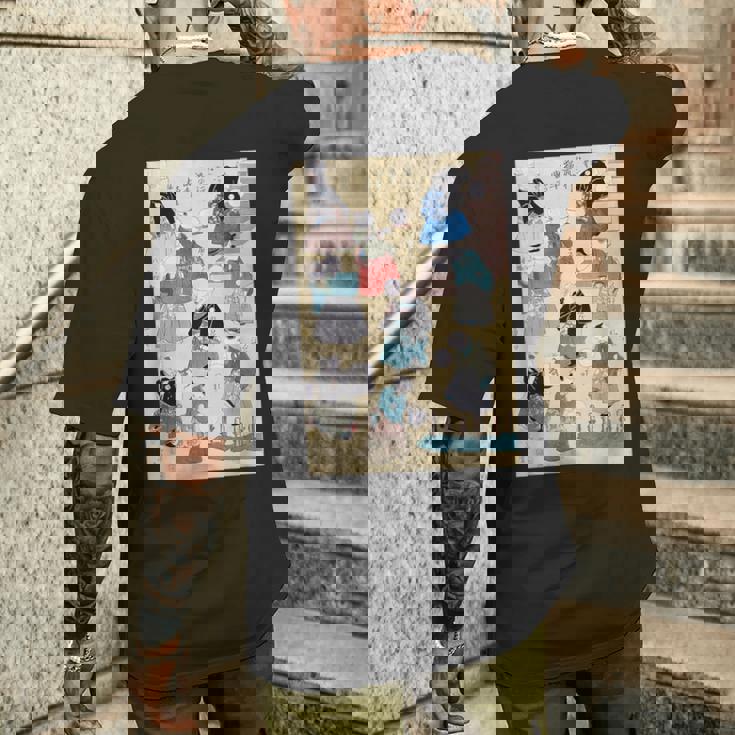 日本の猫 歌川国芳 流行猫の曲鞠 ヴィンテージ浮世絵 芸術の美的 日本の伝統美術 メンズTシャツ バックプリント 彼への贈り物