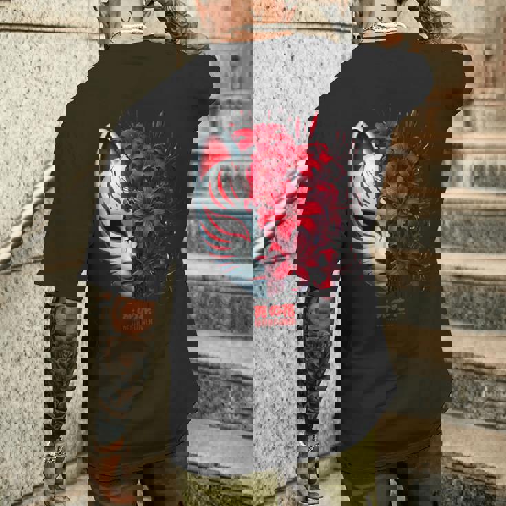 日本の百合 アニメ 花 蜘蛛 恋人 美学 オタク メンズTシャツ バックプリント 彼への贈り物