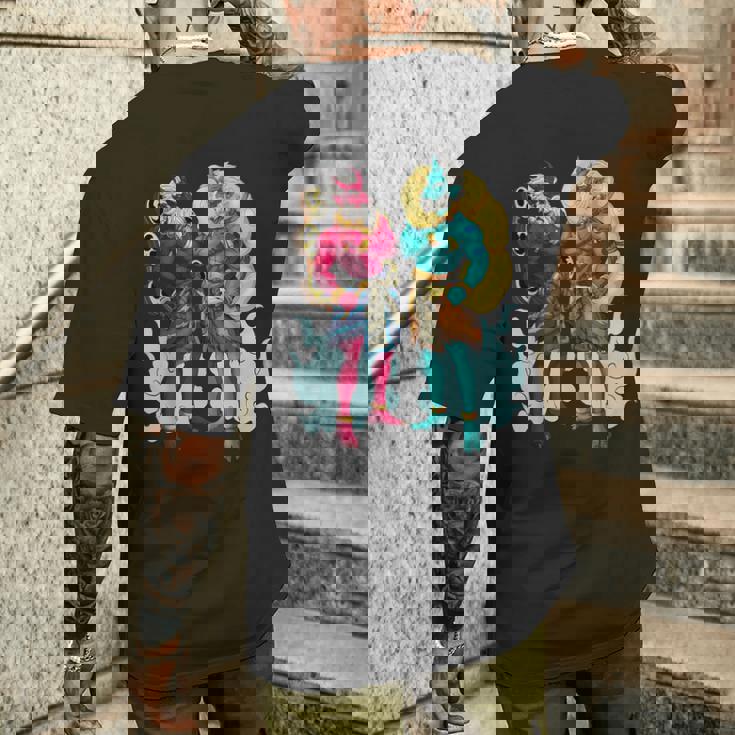 日本の神々 風神と雷神 メンズTシャツ バックプリント 彼への贈り物