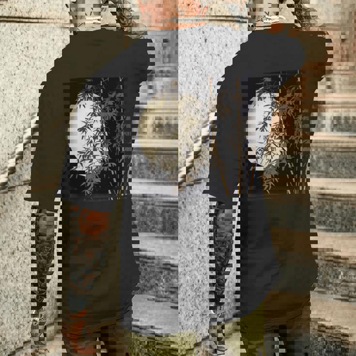 日本の竹と月 長袖tシャツ メンズTシャツ バックプリント 彼への贈り物