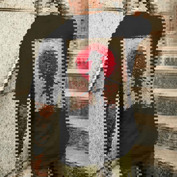 日本アート サムライ ビンテージ ファイター レトロデザイン メンズTシャツ バックプリント 彼への贈り物