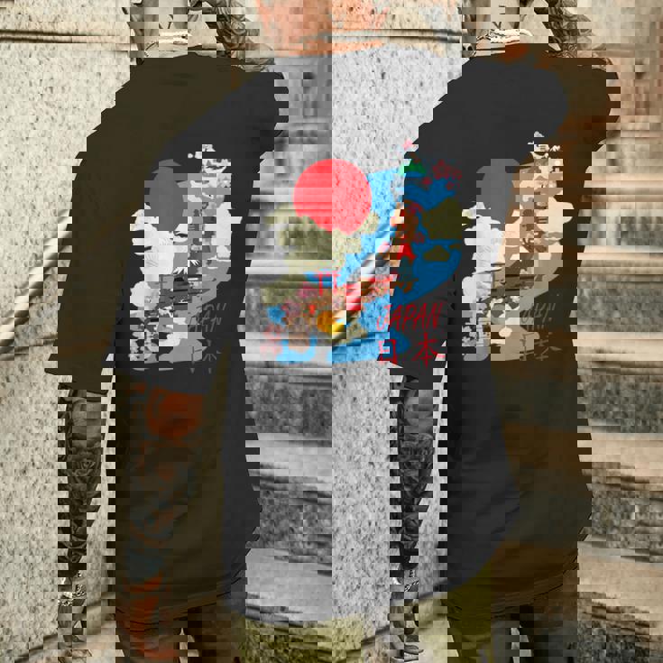 日本地図日本 涼しいのお土産 メンズTシャツ バックプリント 彼への贈り物