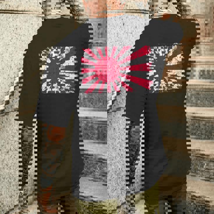 日本海軍旗 日本の誇り ビンテージ アンティーク調 愛国心 メンズTシャツ バックプリント 彼への贈り物