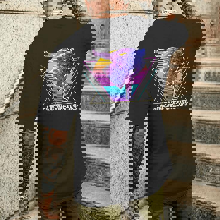 日本相撲 レトロベイパーウェイブ90s 相撲リンガー メンズTシャツ バックプリント 彼への贈り物