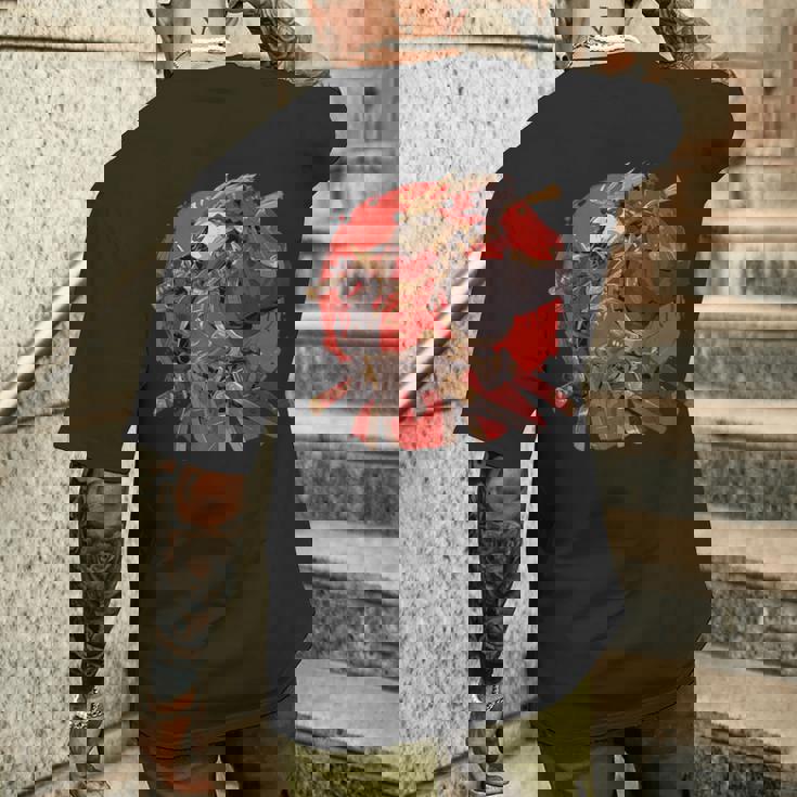 日本美術 パンダ 忍者 浮世絵 アニメ風 サムライパンダ メンズTシャツ バックプリント 彼への贈り物