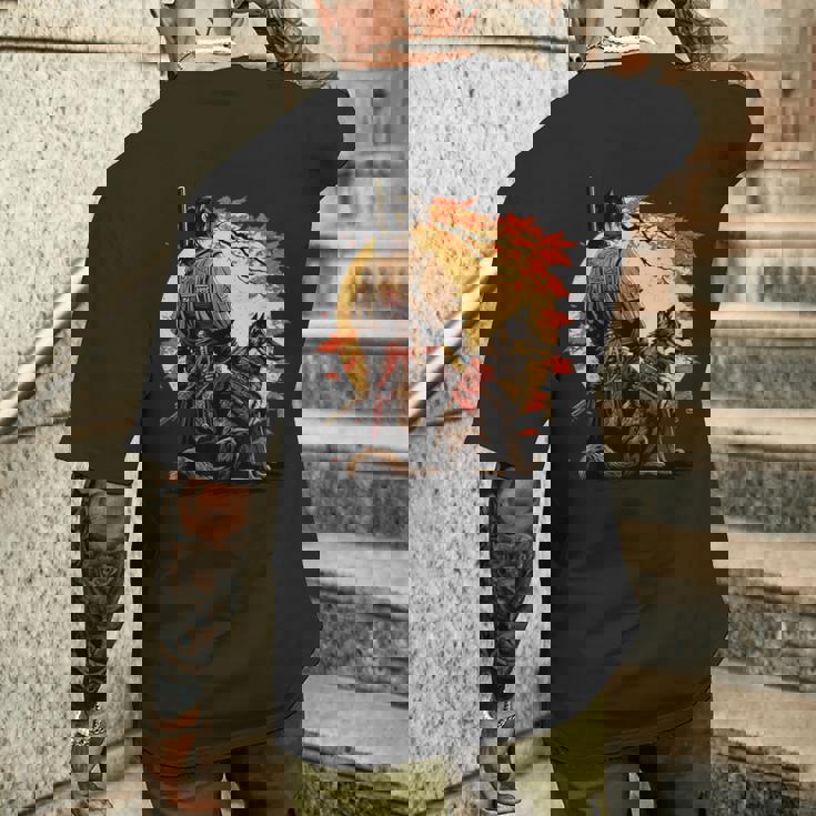 日本美術 忍者 浮世絵 アニメ風 侍 改 健 メンズTシャツ バックプリント 彼への贈り物