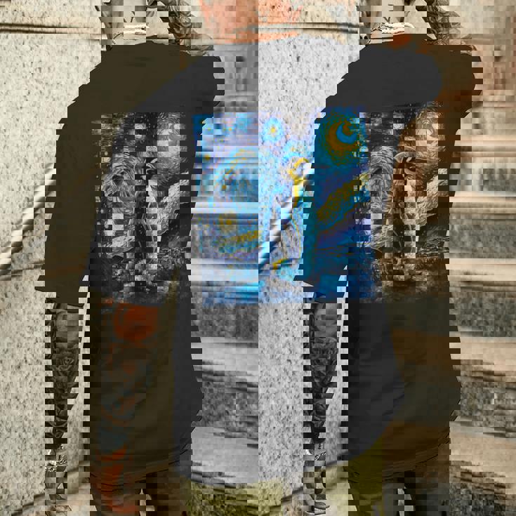 星月夜 ヴィンセント・ヴァン・ゴッホ 絵画 ペンギン メンズTシャツ バックプリント 彼への贈り物