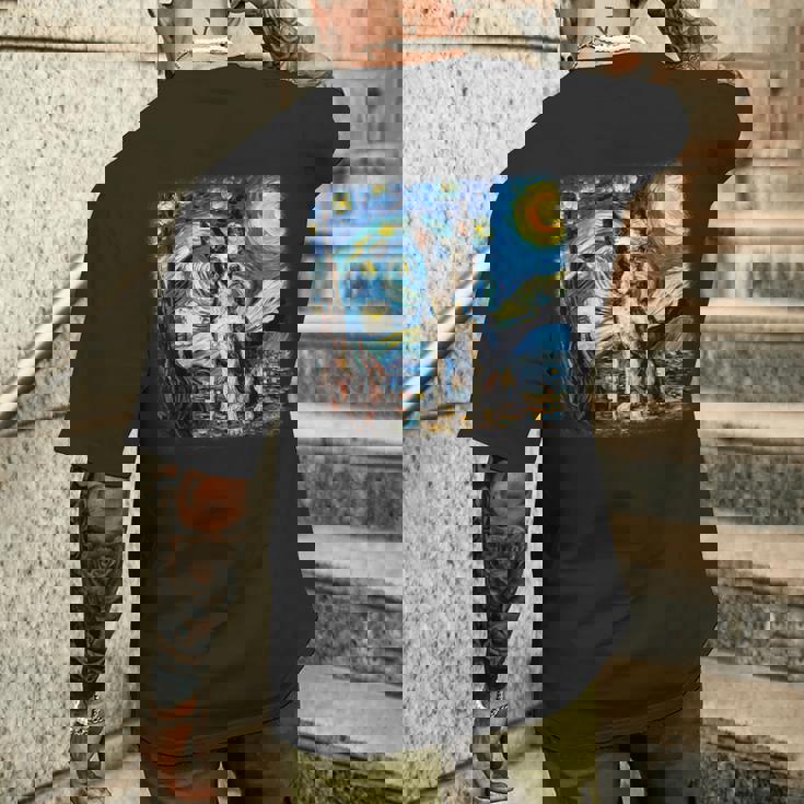 星月夜のヴァンゴッホ ボストンテリア メンズTシャツ バックプリント 彼への贈り物