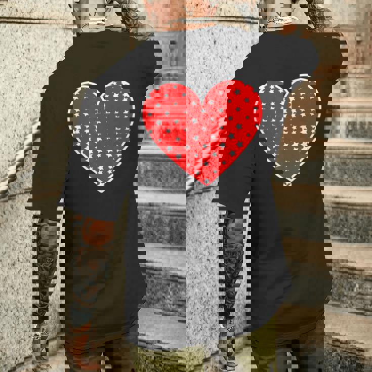 星柄のグラフィックハートプリント。 メンズTシャツ バックプリント 彼への贈り物