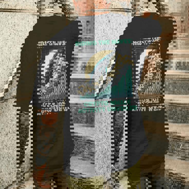 暗号通貨の波に乗るクジラの活動仮想通貨 メンズTシャツ バックプリント 彼への贈り物