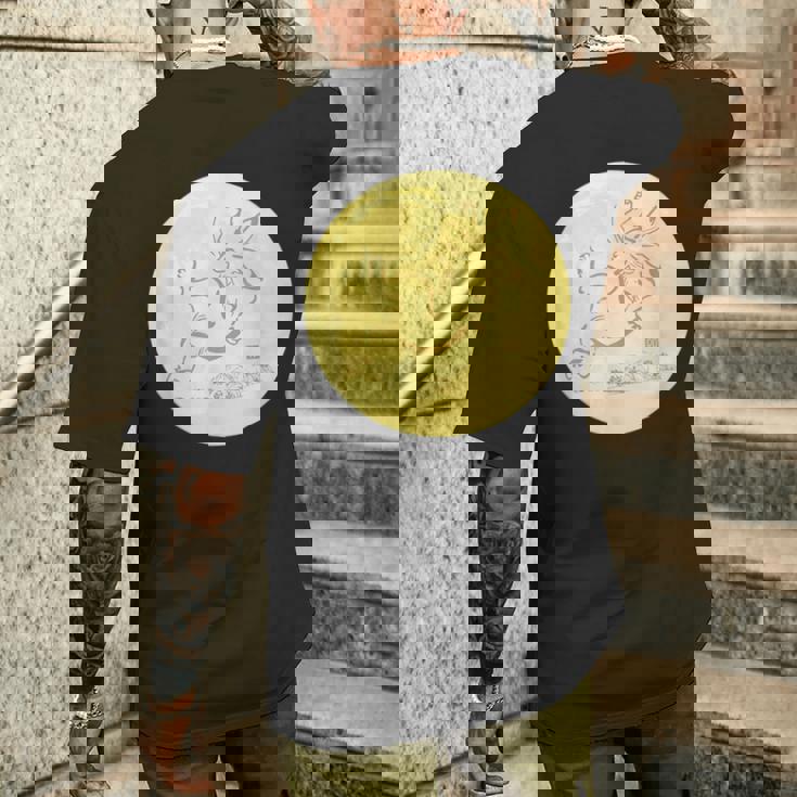 月 に映る 鳥獣戯画 兎 デザイン ウサギ うさぎ メンズ レディース キッズ 和風 和柄 グラフィック メンズTシャツ バックプリント 彼への贈り物