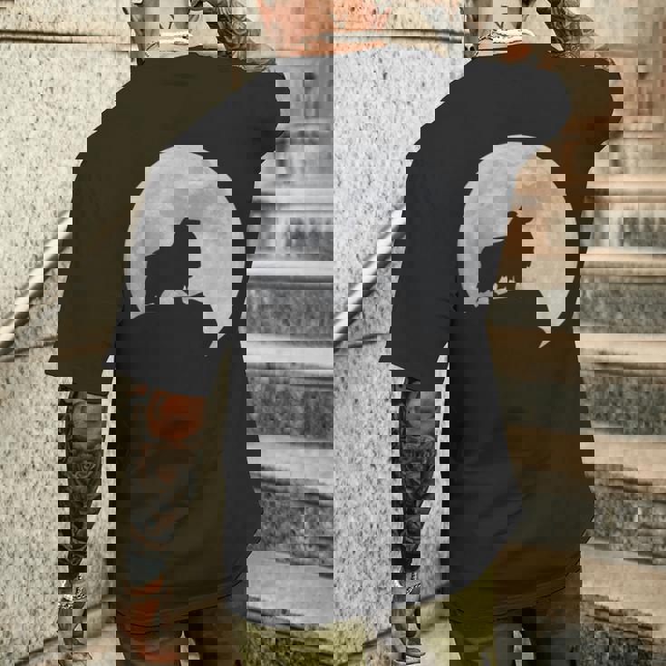 月と犬のシルエット シェルティーシェットランドシープドッグ メンズTシャツ バックプリント 彼への贈り物