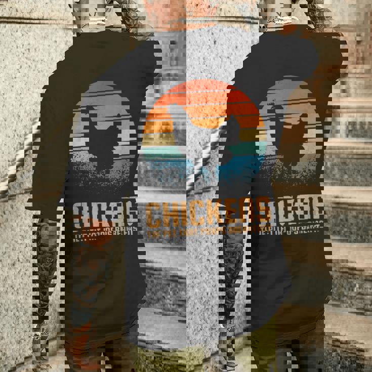 朝ごはんを食べるペット、ニワトリ メンズTシャツ バックプリント 彼への贈り物