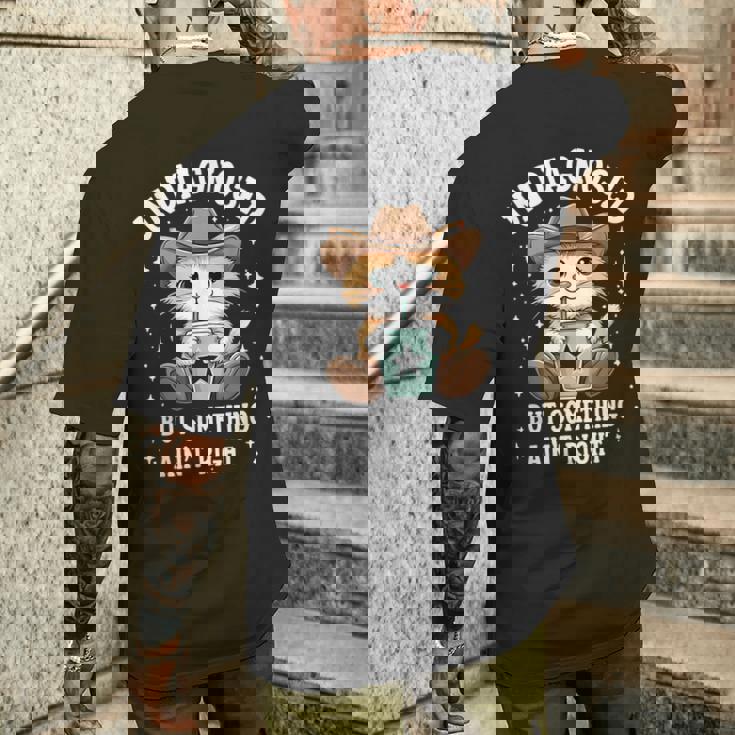 未診断だけど何かが違う猫ユーモア メンズTシャツ バックプリント 彼への贈り物